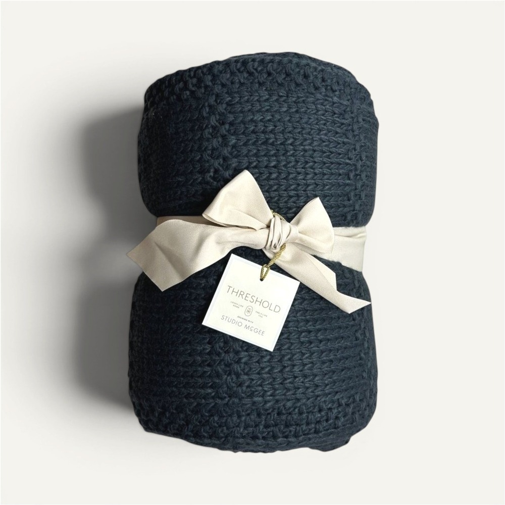 Grid Knit Throw Blanket Navy Blue - Threshold Studio McGee, Target
